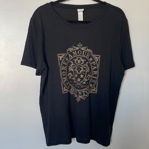 H&M BLACK AND GOLD JEWELED GRAPHIC SHORT SLEEVE TEE SHIRT TOP